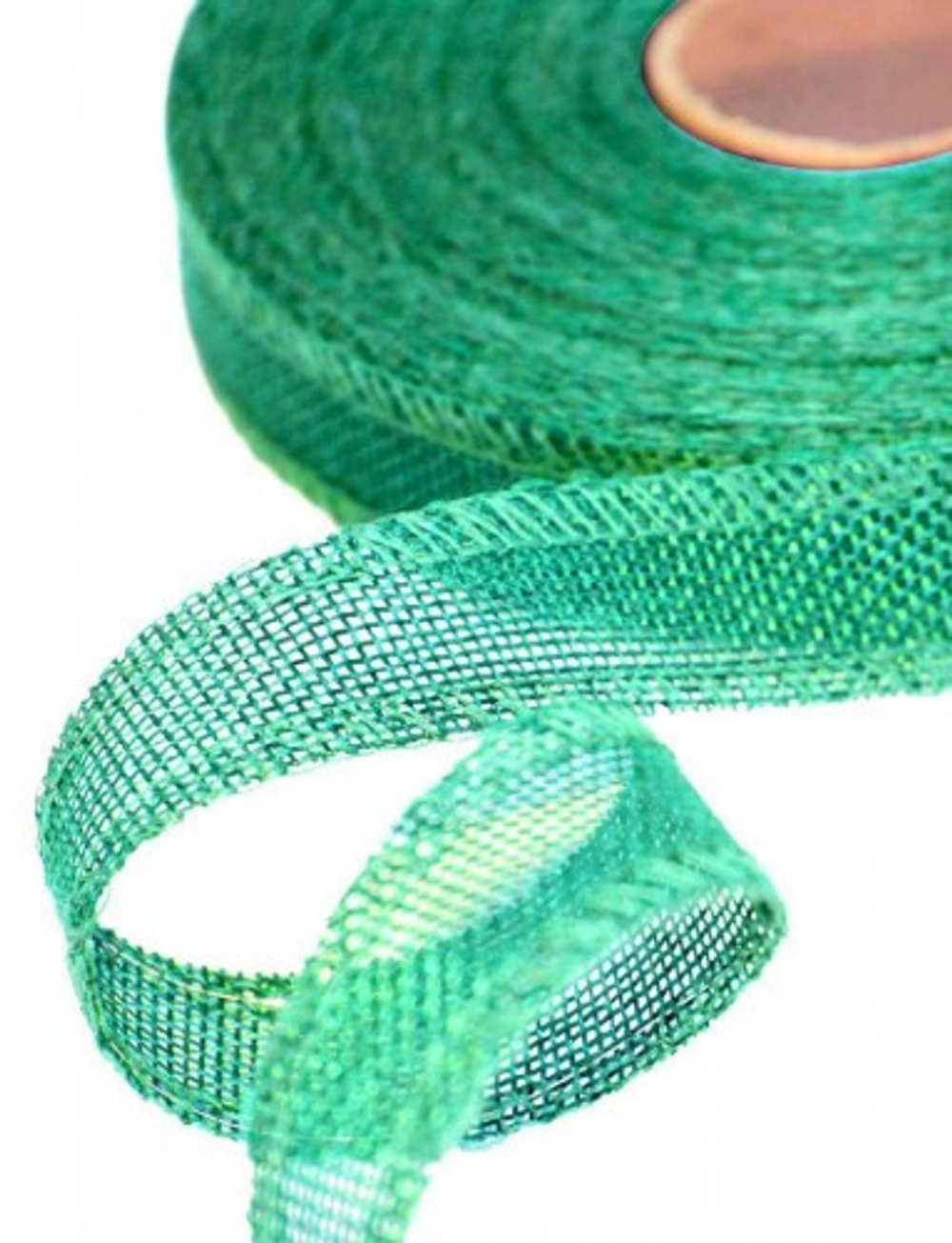 Лента Льняная 2,5см х 28м с проволокой (Зеленый)