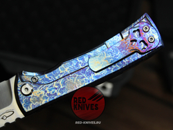 Нож CHAVES KNIVES 229 REDENCION KICKSTOP FLIPPER "Огненный" Титан