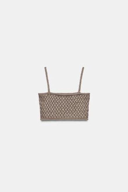 ZARA УКОРОЧЕННЫЙ ТОП, РОЗОВАТО-КОРИЧНЕВЫЙ