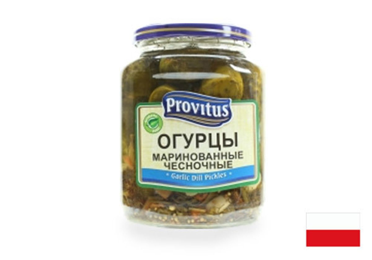 Огурцы маринованные чесночные Provitus, 640г