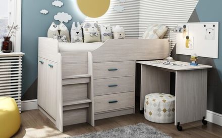 Каприз-6 Кровать двухъярусная без рисунка (без матраца) Анкор белый