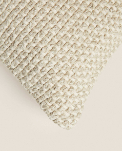 ZARA HOME ПЛЕТЕНЫЙ ЧЕХОЛ ДЛЯ ДЕКОРАТИВНОЙ ПОДУШКИ , СВЕТЛО-БЕЖЕВЫЙ