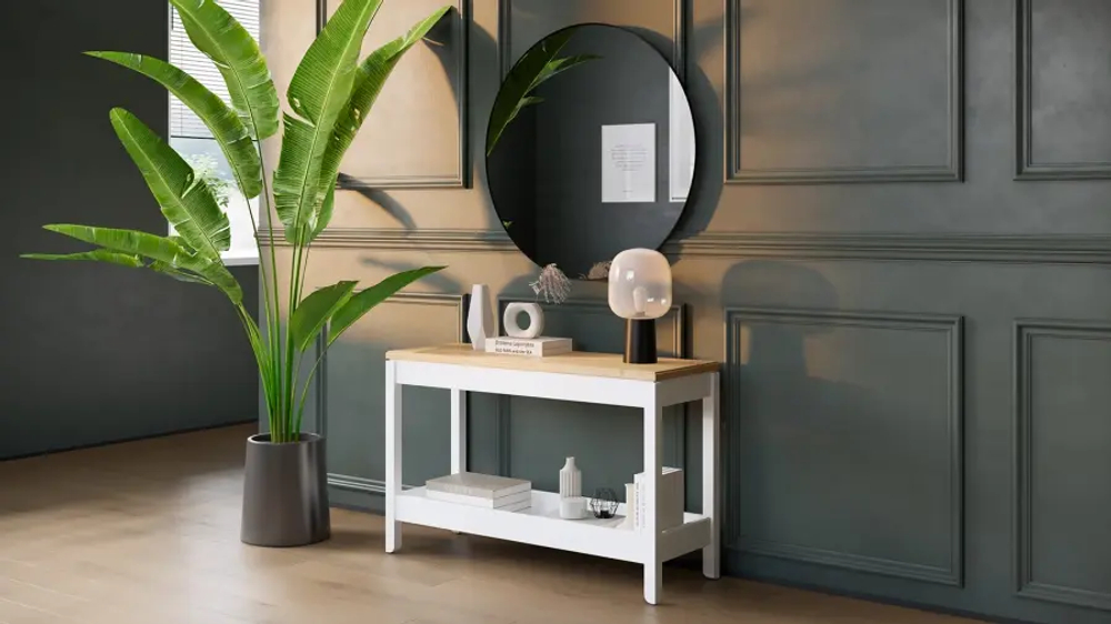 Консольный стол -  IKEA IDANÄS/IDANAS/ИДАНЭС/КОДЗУВ ИКЕА, белый/светло-коричневый