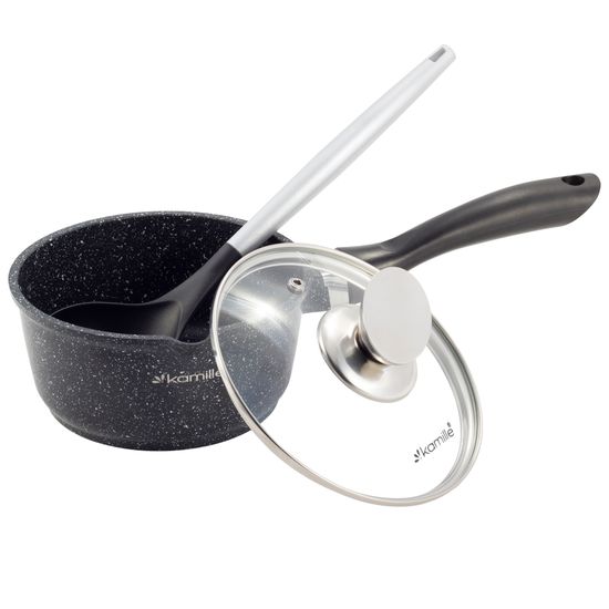 Ковш с крышкой 1,35 л. из литого алюминия Kamille KM-4436 с мраморным покрытием