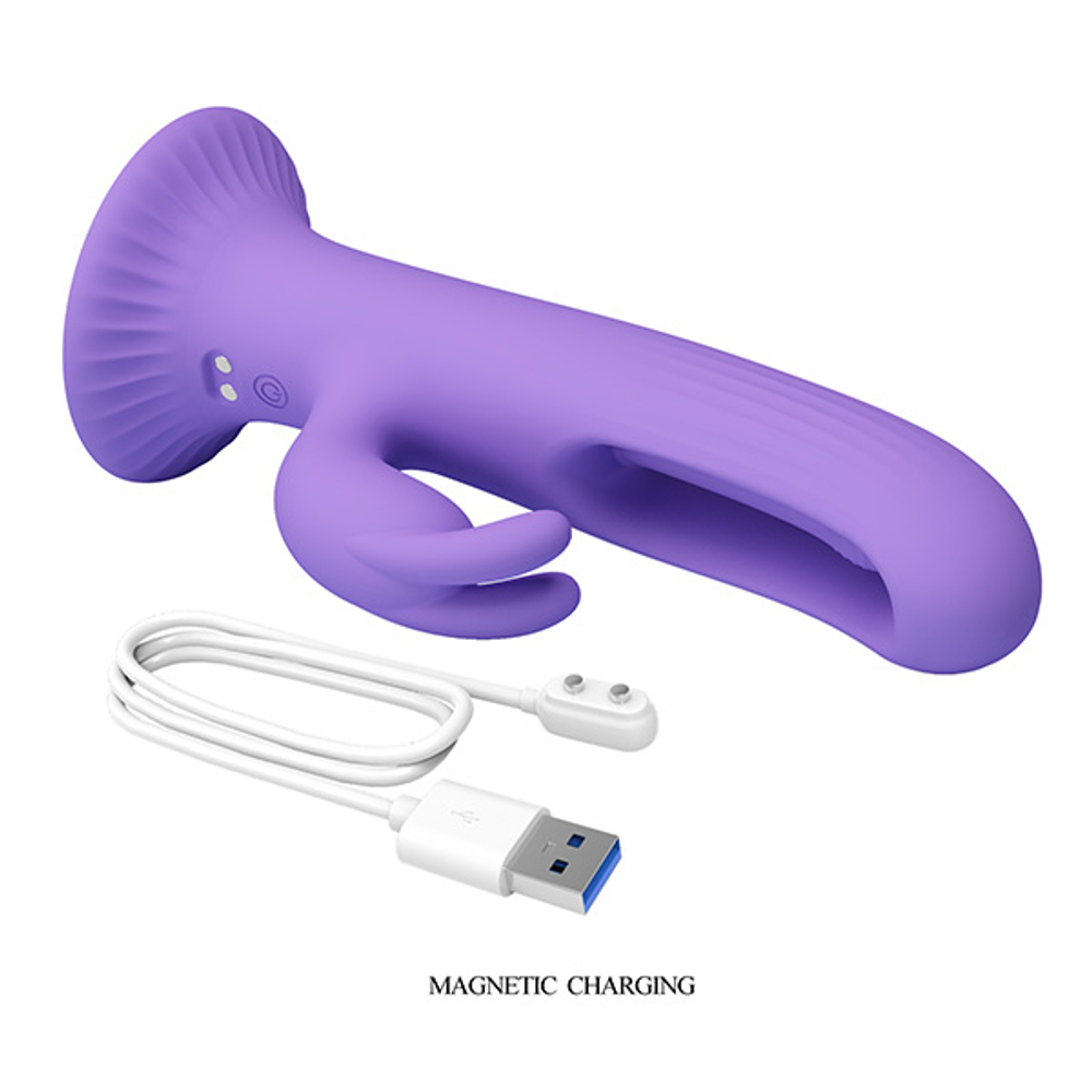 Сиреневый вибратор-кролик 17,5см c функцией фингеринга Pretty Love Killmoulis Rabbit Vibrator BW-500064