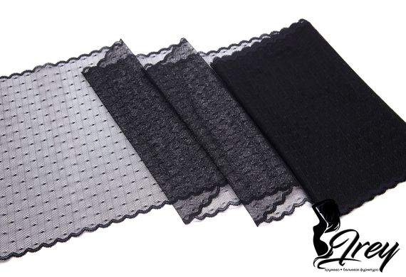 03-181 Кружево эластичное 22,5 см, "мушка", черный 170