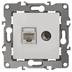 Розетка ЭРА Серия 12 12-3110-01 комбинированная RJ45+TV IP20 белый