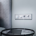 W1120106/ Выключатель двухклавишный с подсветкой (серебряный) W1120106