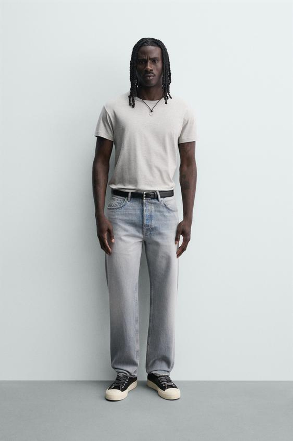 ZARA ДЖИНСЫ STRAIGHT FIT, СТАЛЬНОЙ СИНИЙ