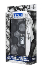 Анальные шарики Tom of Finland Silicone Cock Ring with 3 Weighted Balls