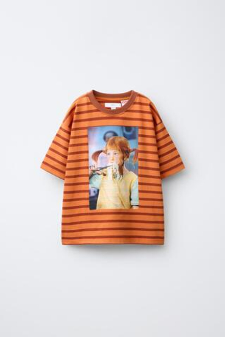 ZARA ФУТБОЛКА В ПОЛОСКУ «ПЕППИ ДЛИННЫЙЧУЛОК» © ASTRID LINDGREN COMPANY, ПОЛОСКИ