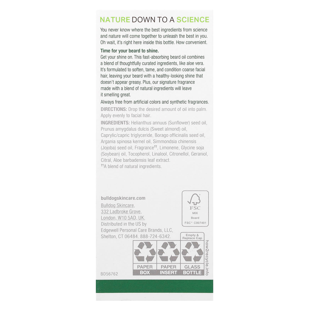 Bulldog Skincare For Men, оригинальное масло для бороды, 30 мл (1 жидк. унция)