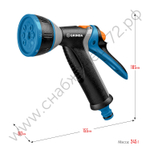 GRINDA BM-8, 8 режимов, курок сзади, металлический с TPR, поливочный пистолет, PROLine (8-427339)