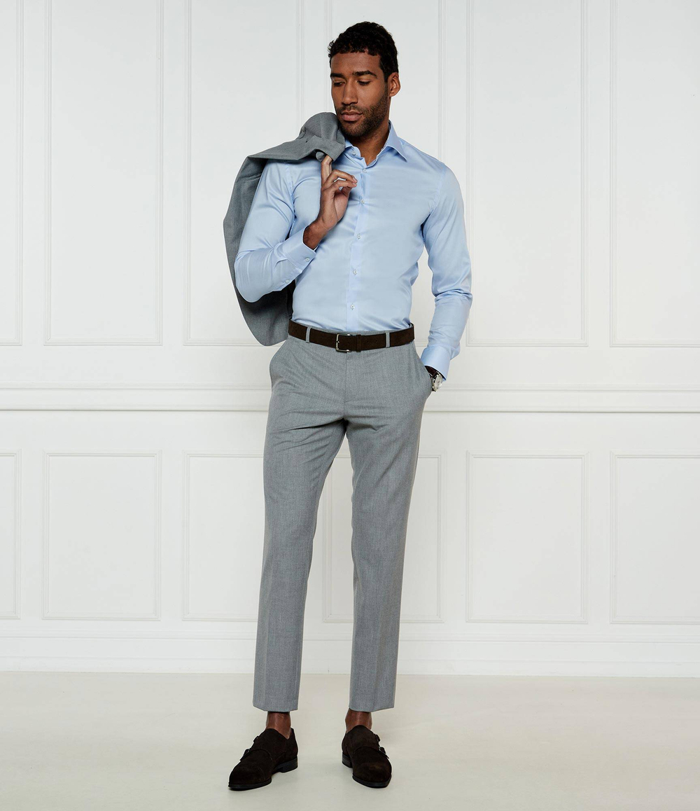 Рубашка H-HANK-kent-C3-214 BOSS BLACK - голубой(50532875)