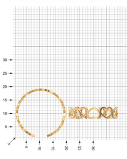 Серебряное тонкое кольцо Сердечки 925 пробы, родий, арт.0009-01