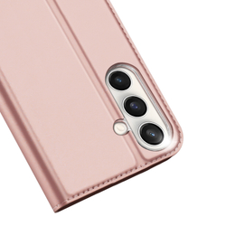 Чехол книжка из PU кожи розового цвета от Dux Ducis для Samsung Galaxy S25 FE, серия Skin Pro Series Case