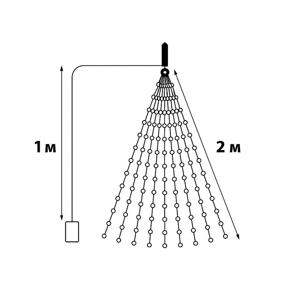 ULD-E0200-200-STB-3AA WARM WHITE IP44 Гирлянда светодиодная Лучи росы на батарейках 3АА не в-к. 2м. 10 нитей. 200 светодиодов. Теплый белый свет. Провод прозрачный. ТМ Uniel