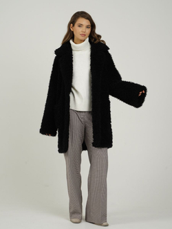 Двусторонняя дубленка из овечьей шерсти тедди чебурашка, SilverFox (арт. 2332)