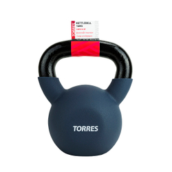 Гиря TORRES 16 кг, чугун в неопреновой оболочке, серый