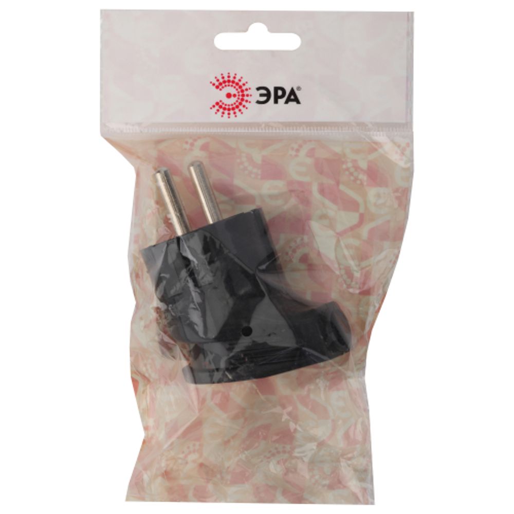 Вилка ЭРА Vx3-B с заземлением угловая 16A черная | Штепсельные вилки и розетки