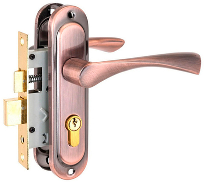 Замок СТАНДАРТ врезной с ручками 103/50 AC медь