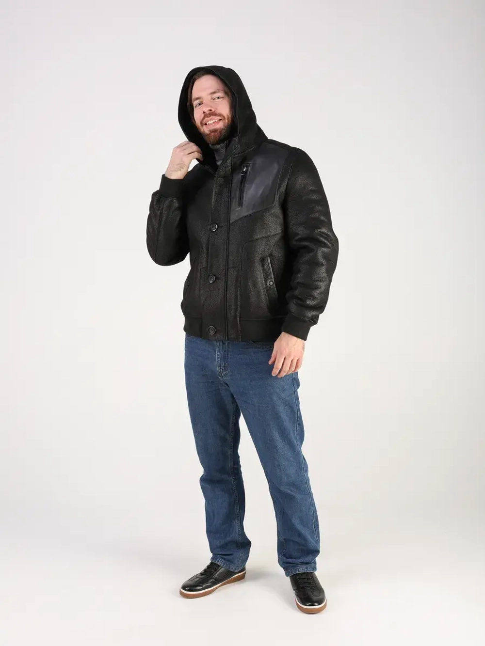 Дубленка натуральная куртка зимняя с капюшоном