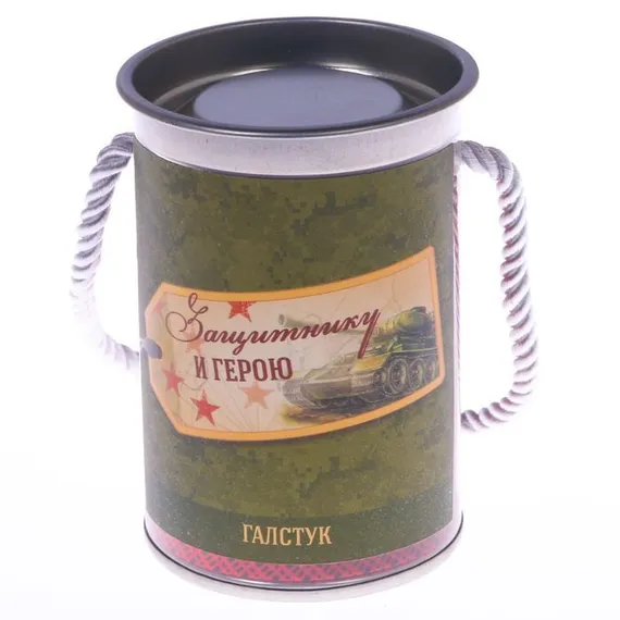 Галстук в металлическом тубусе &quot;Защитнику и герою&quot;