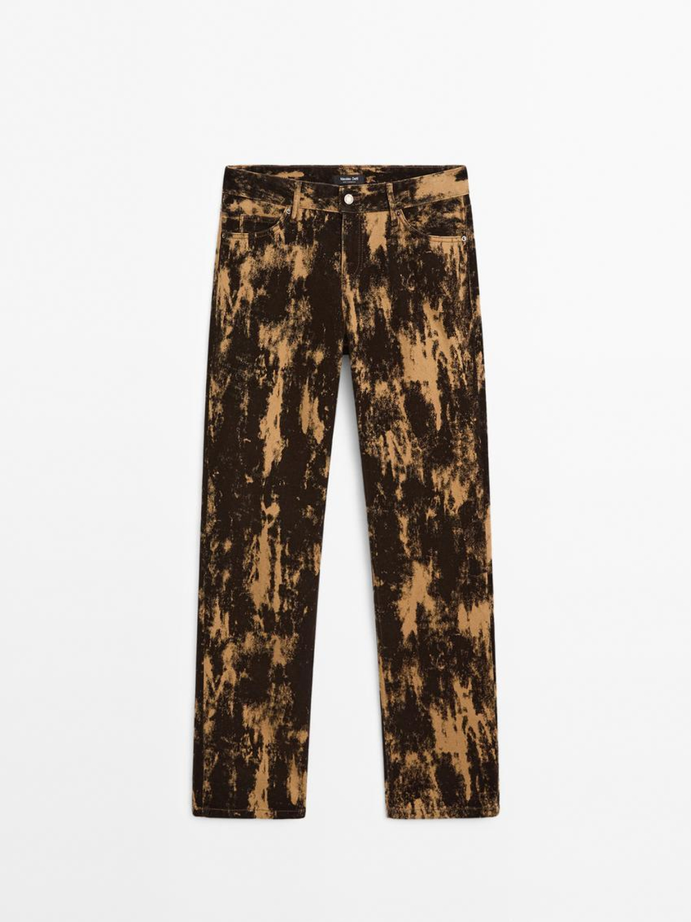 Massimo Dutti Джинсы прямого кроя из бархатистого хлопка, коричневый