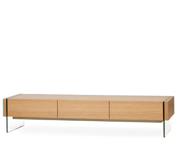 ТВ-тумба Somerset 188х38 см, шпон дуба, стеклянные ножки