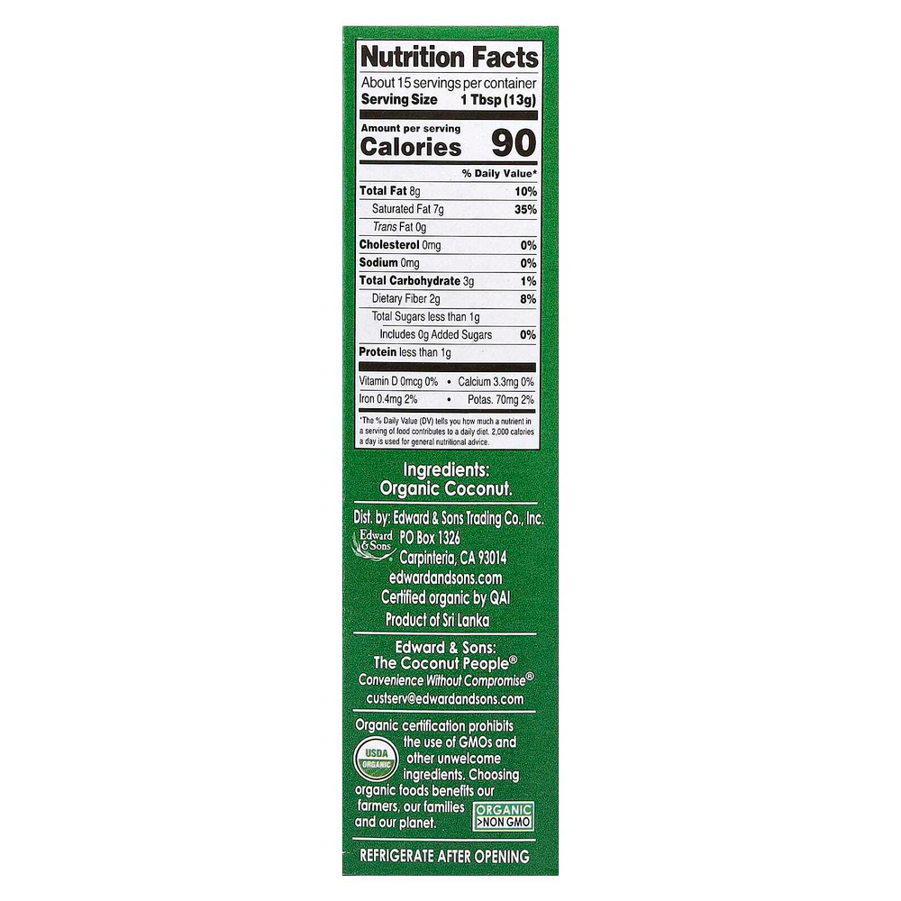 Edward & Sons, Let's Do Organic®, органический кокосовый крем, без подсластителей, 200 г (7 унций)
