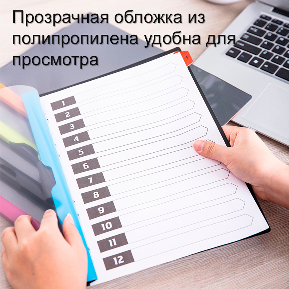 Папка с клипом DELI А4 для сшивания листов, 300 мкм, корешок 10 мм, ассорти