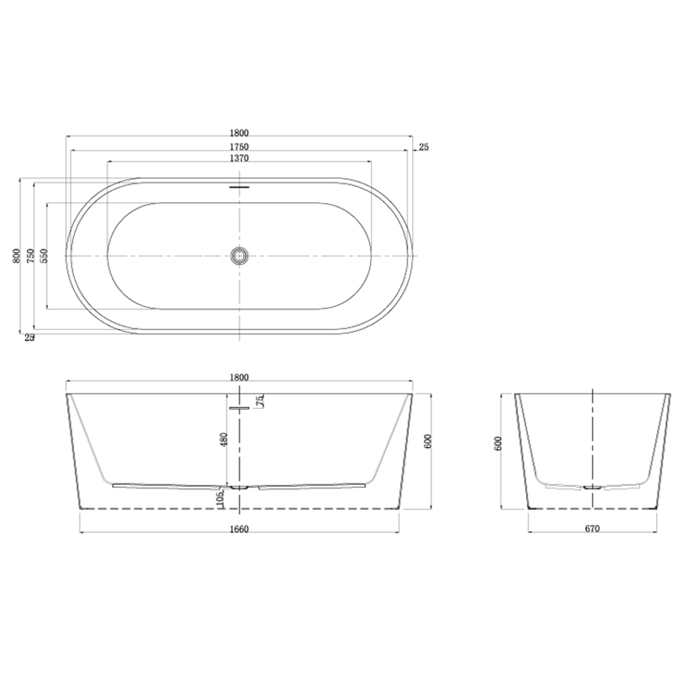 Ванна акриловая Azario Bristol 180х80 отдельностоящая (BRI18080)