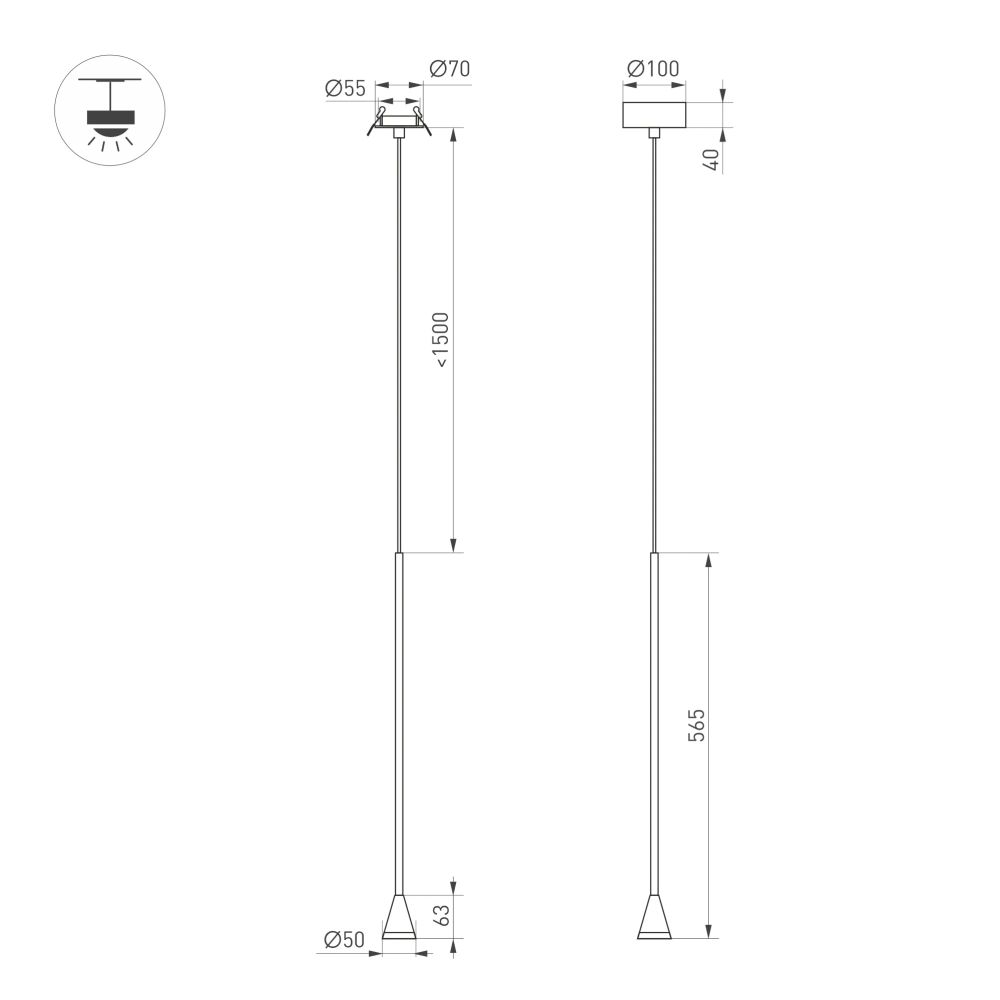 Светильник SP-RINAR-HANG-L565-5W Warm3000 (BK, 36 deg, 230V) (Arlight, IP20 Металл, 5 лет) 059323