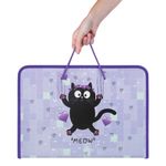 Папка для труда на молнии с ручками ПИФАГОР А4, 1 отделение, пластик, органайзер, "Falling cat", 272226