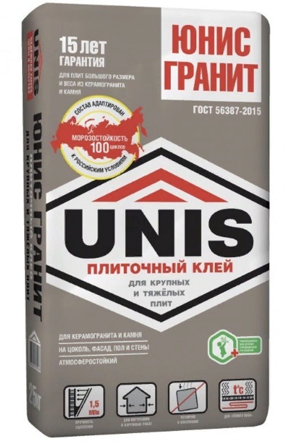 Клей д/плитки ЮНИС Гранит 25 кг