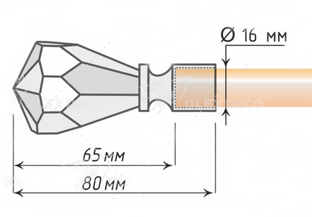 Наконечники "Кристалл" d16 мм, цвет золото глянец