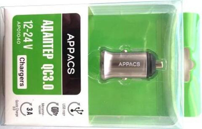 Автомобильное зарядное устройство APPACS (рус.) AP01040, 1USB 3A