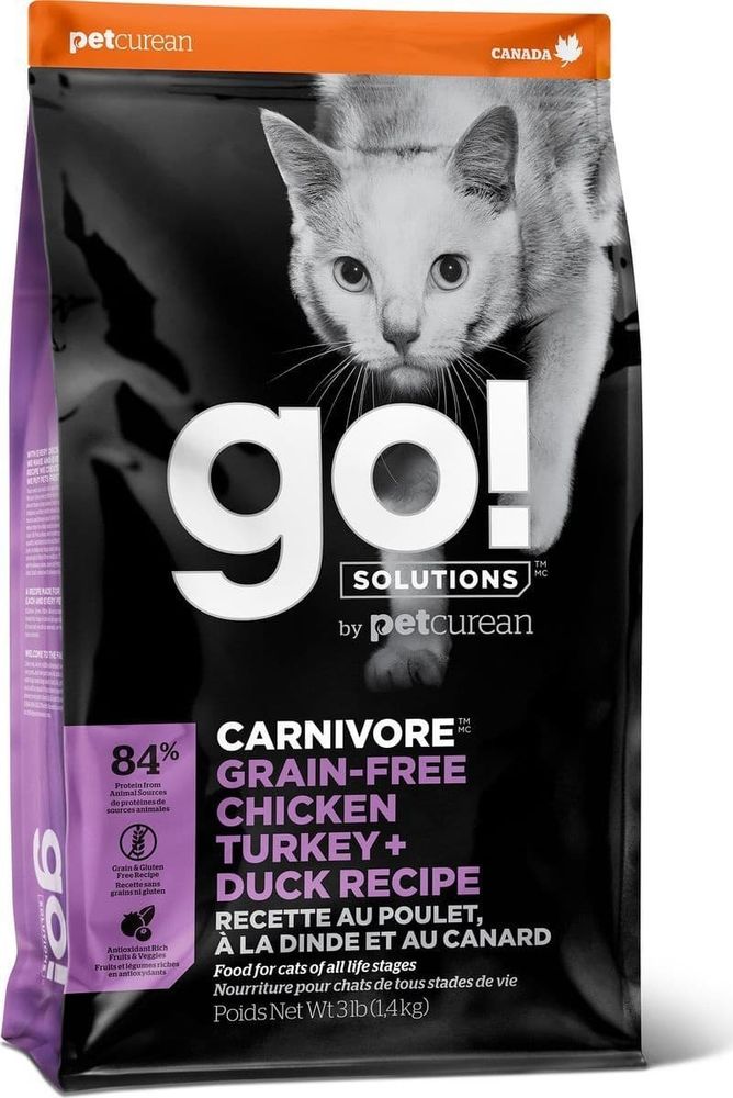GO! NATURAL Holistic Carnivore 1,36 кг для котят и кошек-4 вида Мяса: Курица,Индейка,Утка и Лосось