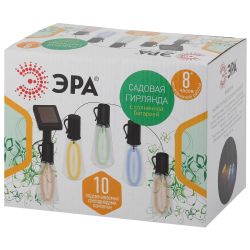 Садовая гирлянда ЭРА ERAGS012-04 на солнечной батарее мультиколор 10 LED 3,8 м