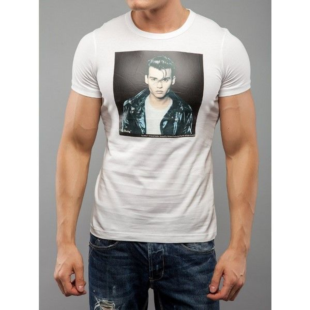 Мужская футболка белая с принтом Dolce Gabbana Cry Baby