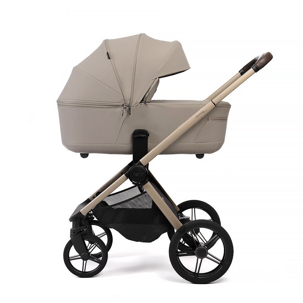 Коляска 2 в 1 Peppy Monaco thermo Latte (бежевый), рама серо-коричневая