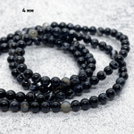 Бусины Агат черный тонированный, диаметр 4,2-4,3 мм, цена за нить 38 см