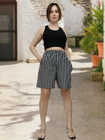 22231 Шорты женские пике темно-серо/белая полоска (56)