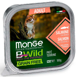 Monge Cat Bwild 100 г (лосось с овощами) - беззерновые консервы для взрослых кошек