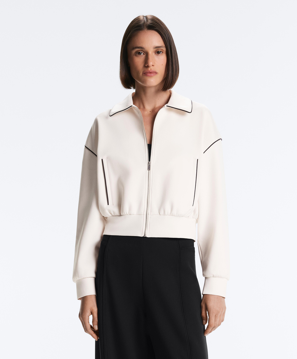 Oysho Куртка с эффектом неопрена без капюшона, экрю