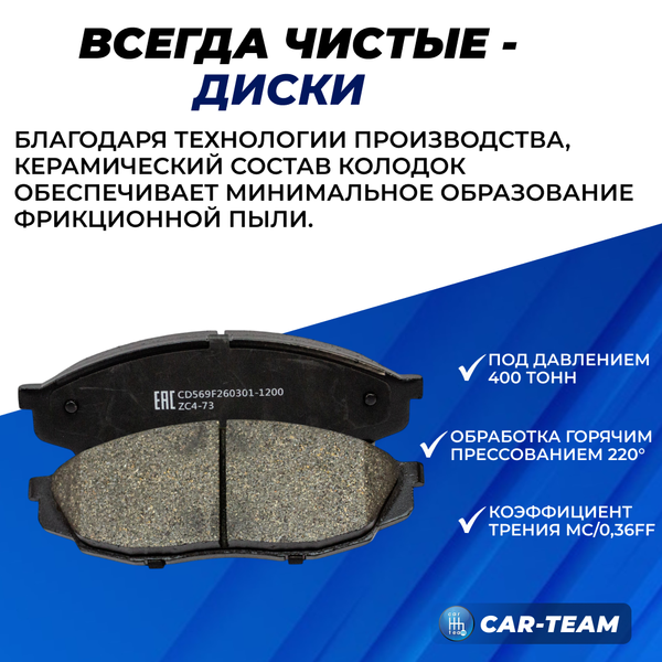 Колодки тормозные передние (керамические) Changan UNI-K, CS95 Plus (арт. ZCP-1304)