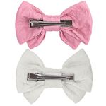 Заколки для волос НАБОР 2 шт., 10х6,5 см, зажим, с бантиком, розовый, белый, MONTE VITA, 457110
