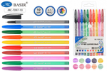 Набор ручек шарик. 10цв. 0,7мм. цветной корпус (Basir)