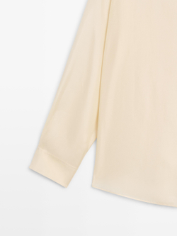 Massimo Dutti Шелковая рубашка с пуговицами, ванильный