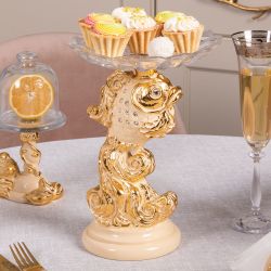 Фруктовница Заветное желание Айвори с чашей из стекла